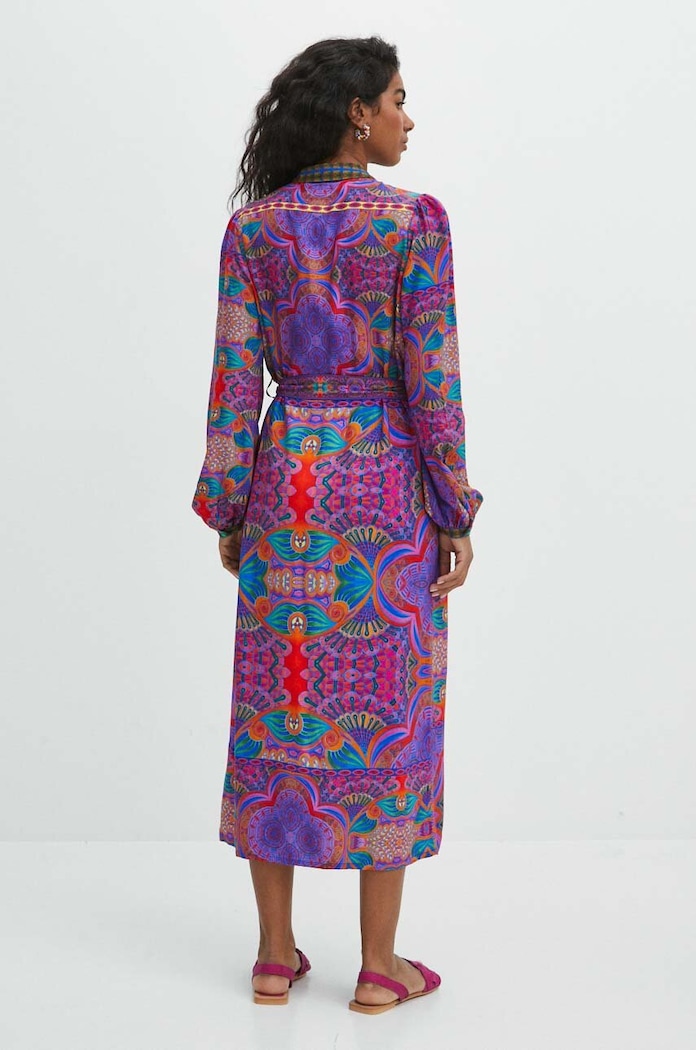 Sukienka z paskiem midi z kolekcji Jane Tattersfield x Medicine kolor multicolor multicolor RS24.SUD853