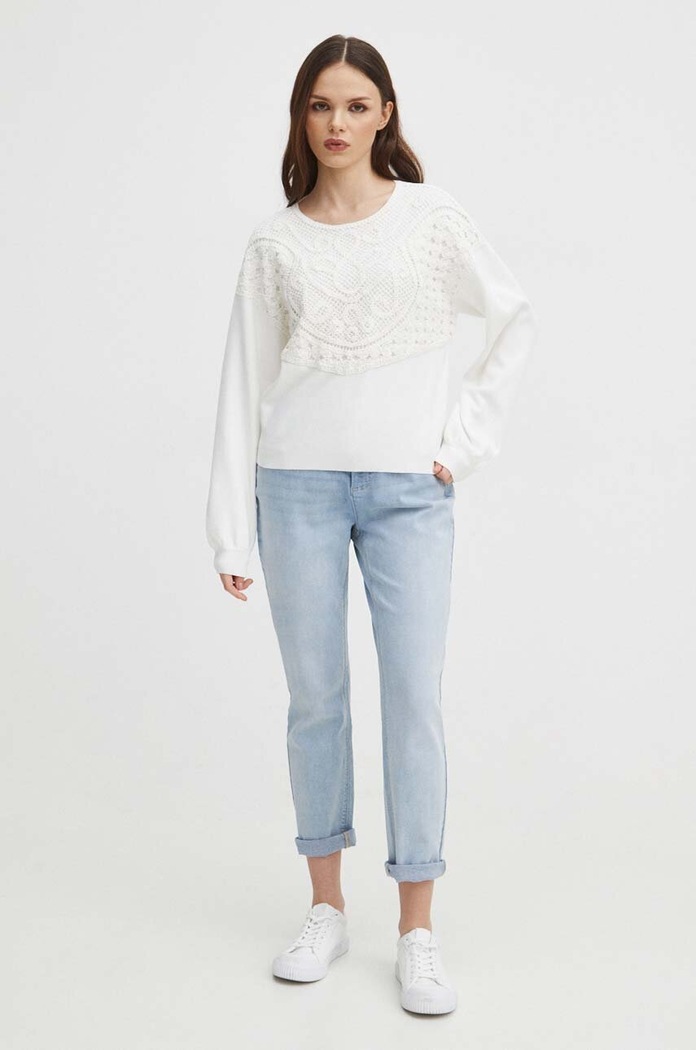 Sweter damski z aplikacją kolor beżowy RS24.SWD300 beżowy RS24