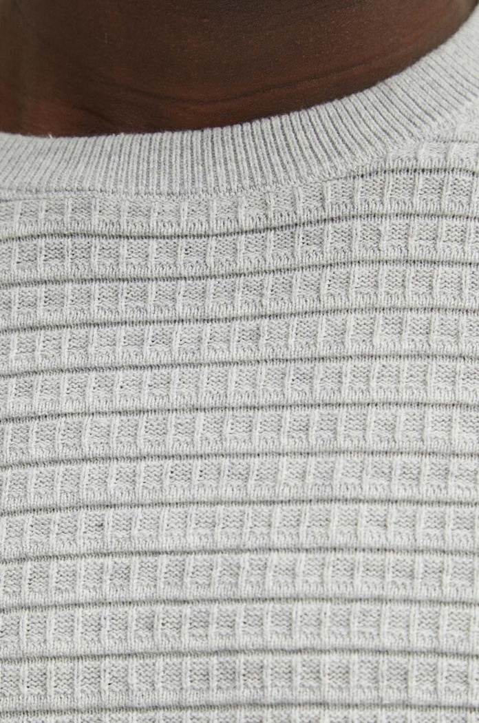 Sweter bawełniany męski z fakturą kolor szary RS24.SWM020 szary