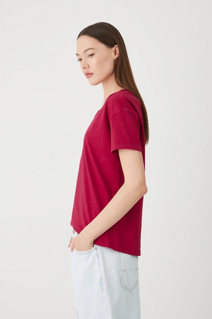 T-shirt damski bawełniany gładkie czerwony RS24-TSD074
