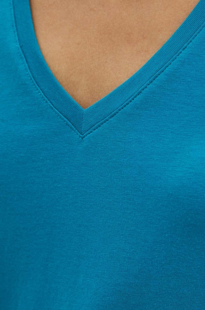 T-shirt bawełniany damski kolor turkusowy RS24-TSD076 turkusowy