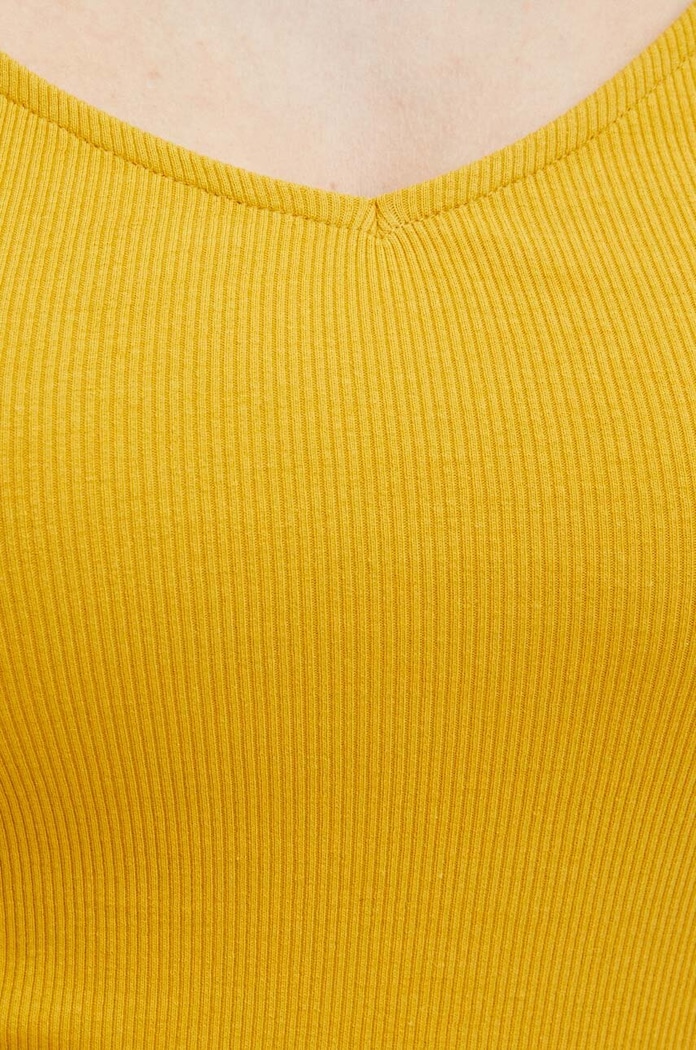 T-shirt bawełniany damski kolor żółty RS24-TSD0A1 żółty