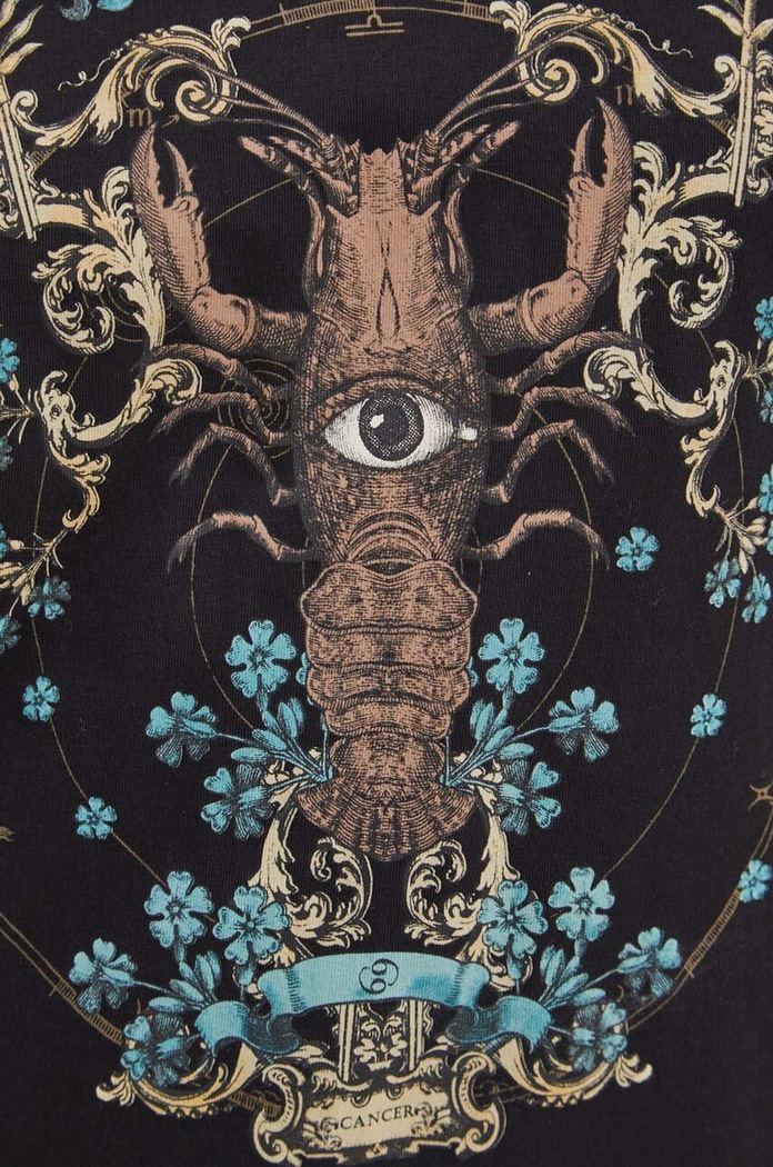 T-shirt bawełniany damski z kolekcji Zodiak - Rak kolor czarny RS24.TSD153