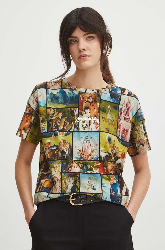 T-shirt bawełniany damski z kolekcji Eviva L'arte kolor multicolor RS24.TSD254 multicolor RS24