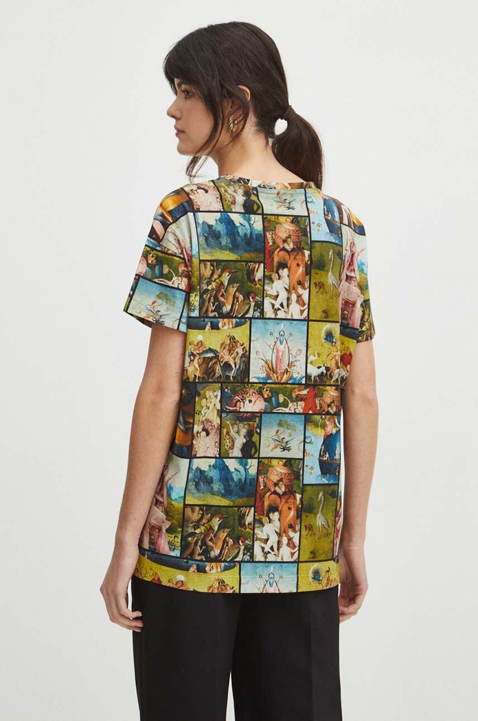 T-shirt bawełniany damski z kolekcji Eviva L'arte kolor multicolor RS24.TSD254 multicolor