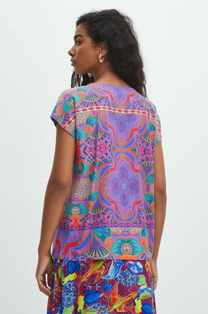 T-shirt bawełniany damski z kolekcji Jane Tattersfield x Medicine kolor multicolor RS24.TSD862 multicolor