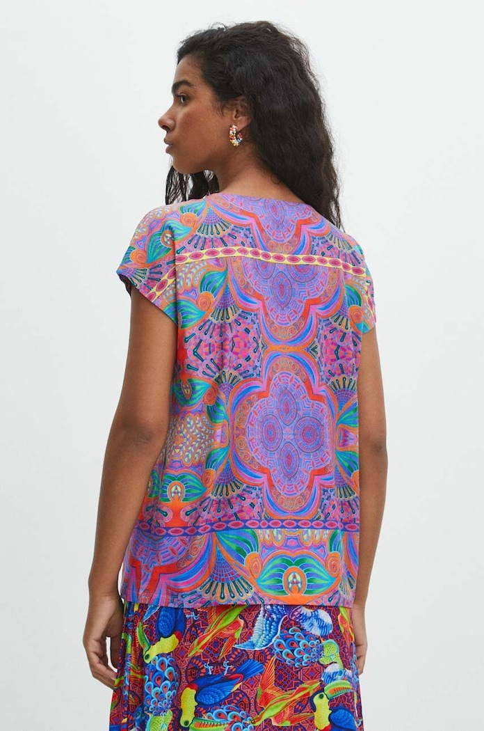 T-shirt bawełniany damski z kolekcji Jane Tattersfield x Medicine kolor multicolor RS24.TSD862 multicolor
