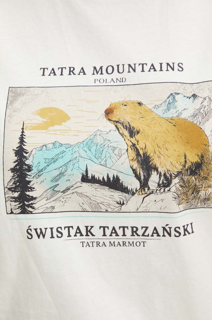 Bavlnené tričko dámske z kolekcie Tatra National Park x Medicine béžová farba RS24-TSDA54