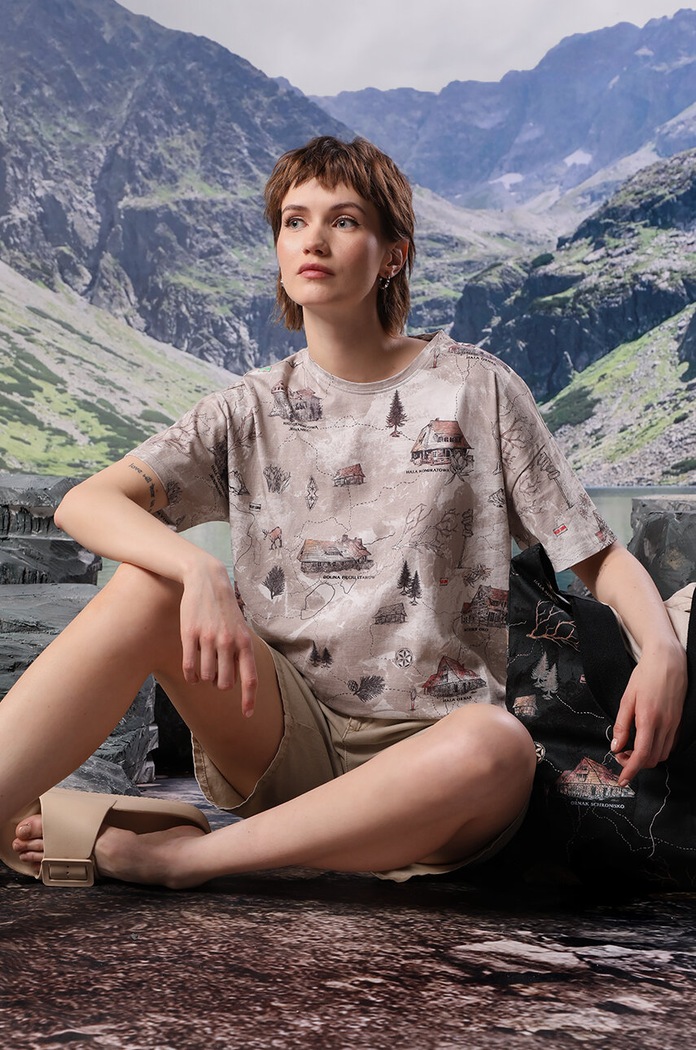 Bavlněné tričko dámské z kolekce Tatra National Park x Medicine béžová barva relaxed béžová RS24-TSDA61