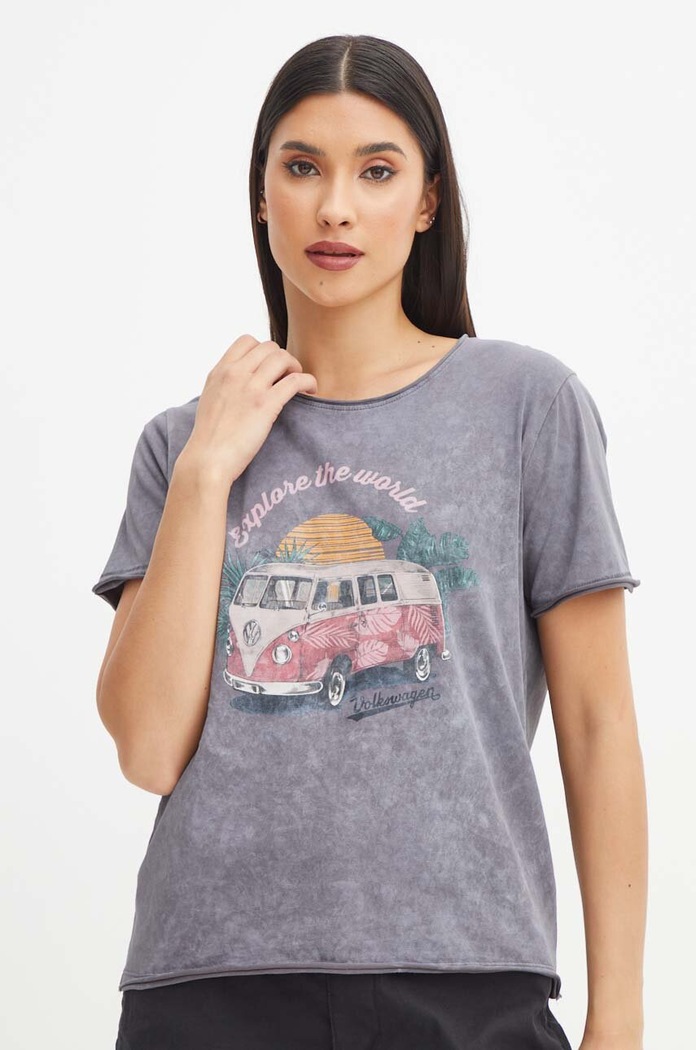 T-shirt bawełniany damski Volkswagen kolor szary RS24-TSDC20 szary RS24