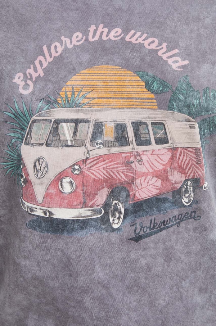 T-shirt bawełniany damski Volkswagen kolor szary RS24-TSDC20