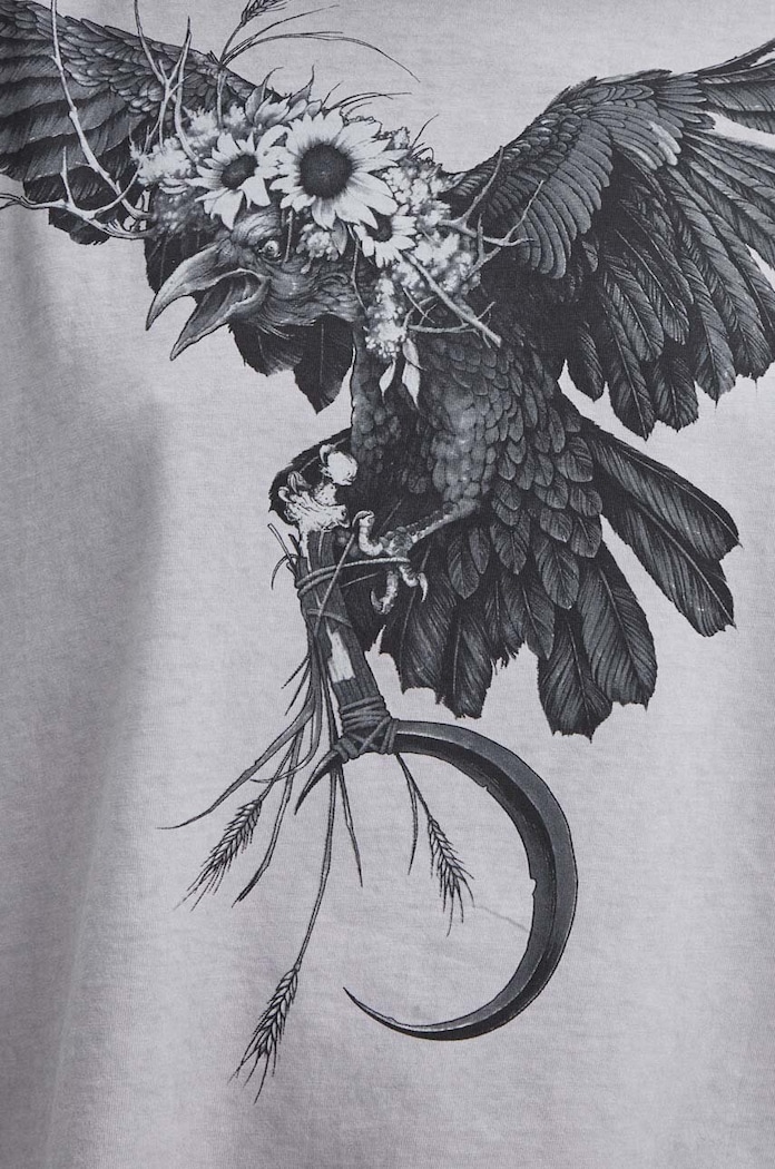 T-shirt bawełniany damski z nadrukiem Tattoo Art by Piotr Bemben kolor szary RS24-TSDC57