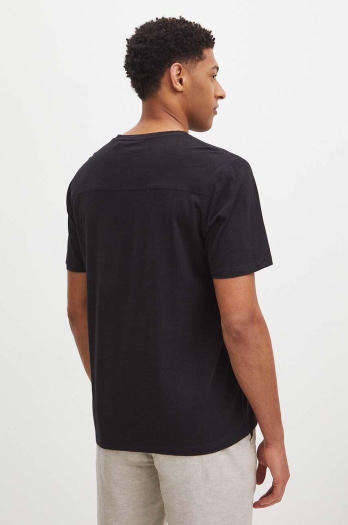 Odzież T-shirt bawełniany męski gładki kolor czarny RS24.TSM095 czarny