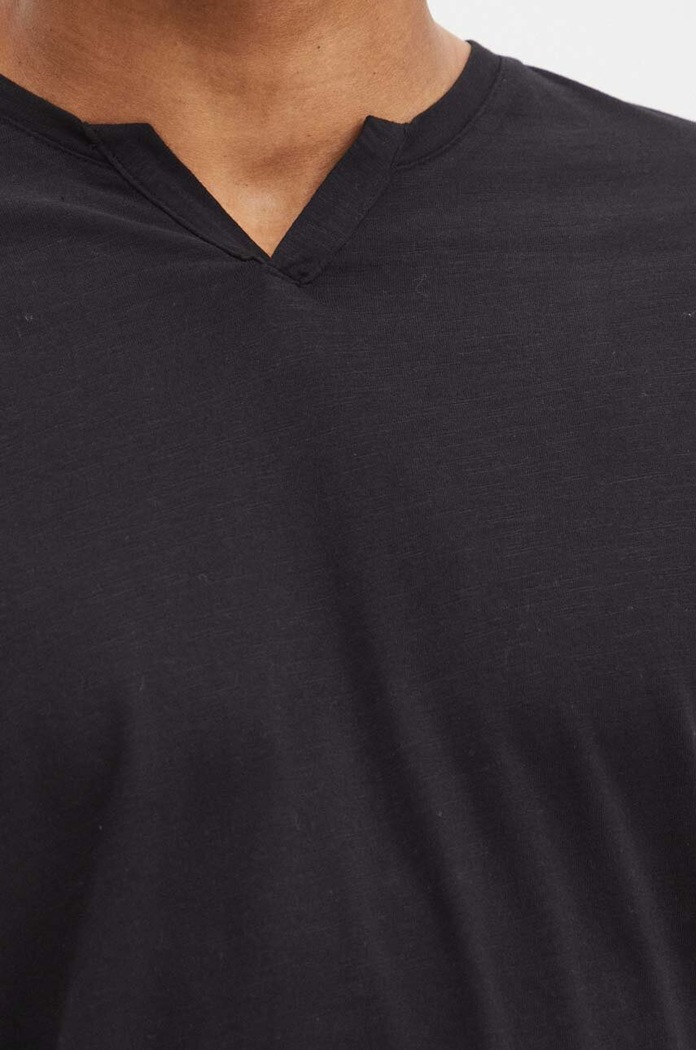 T-shirt bawełniany męski gładki kolor czarny RS24.TSM095 czarny