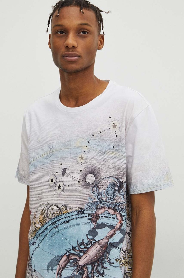 T-shirt bawełniany męski z kolekcji Zodiak - Skorpion kolor multicolor RS24.TSM150 multicolor