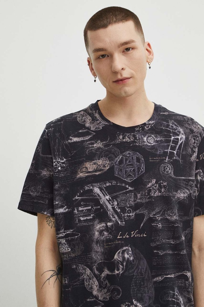 T-shirt bawełniany męski z kolekcji Eviva L'arte kolor czarny RS24.TSM255 czarny