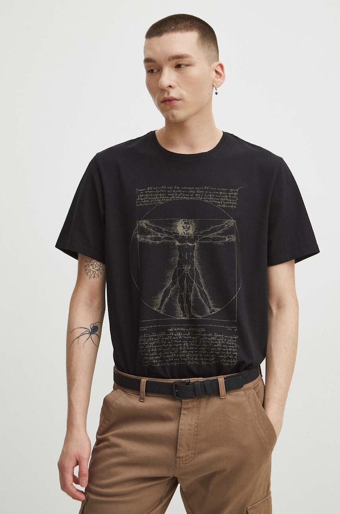 T-shirt bawełniany męski z kolekcji Eviva L'arte kolor czarny RS24.TSM262 czarny RS24