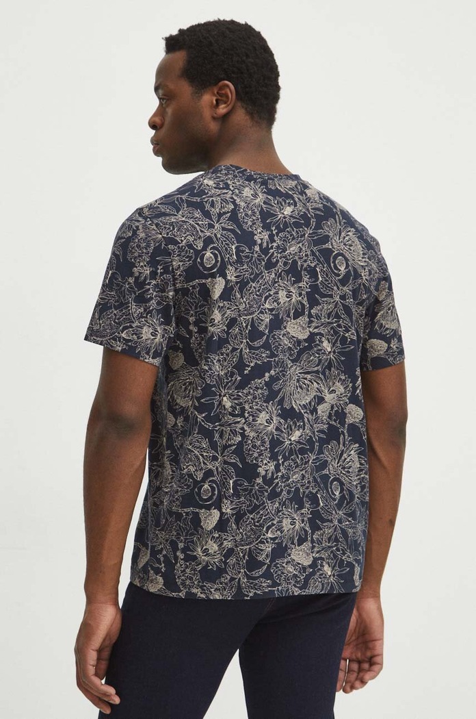 Odzież T-shirt bawełniany męski kolor granatowy RS24.TSM303 granatowy