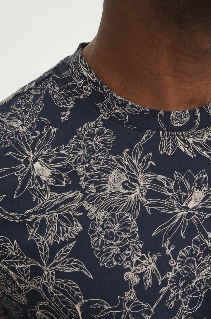 T-shirt bawełniany męski kolor granatowy granatowy RS24.TSM303