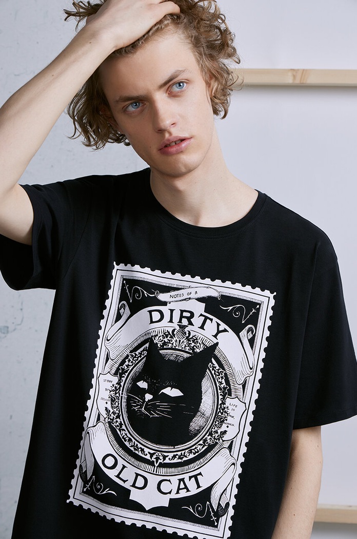 T-shirt bawełniany męski by Zuzanna Kierenkiewicz „zzzuzzzz”, Grafika Polska kolor czarny okrągły czarny RS24-TSM456