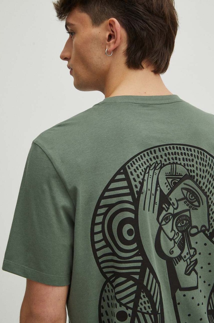 T-shirt bawełniany męski by Kasia Wysocka – TerraKata, Grafika Polska kolor zielony RS24.TSM460 zielony RS24