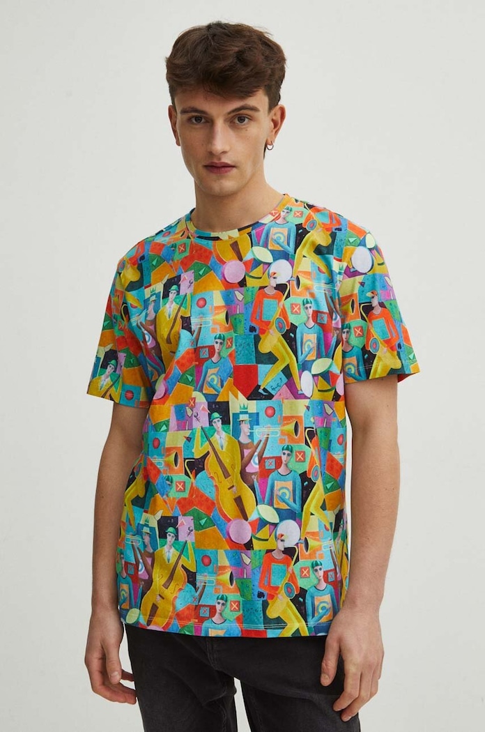 T-shirt bawełniany męski by Mirosław Nowiński, Grafika Polska kolor multicolor RS24.TSM461 multicolor RS24