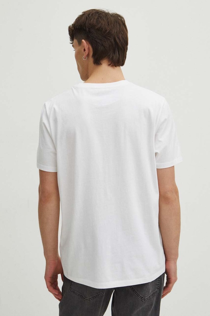 T-shirt bawełniany męski by Magda Kubiak - Dziki Las collages, Grafika Polska kolor biały biały RS24-TSM466