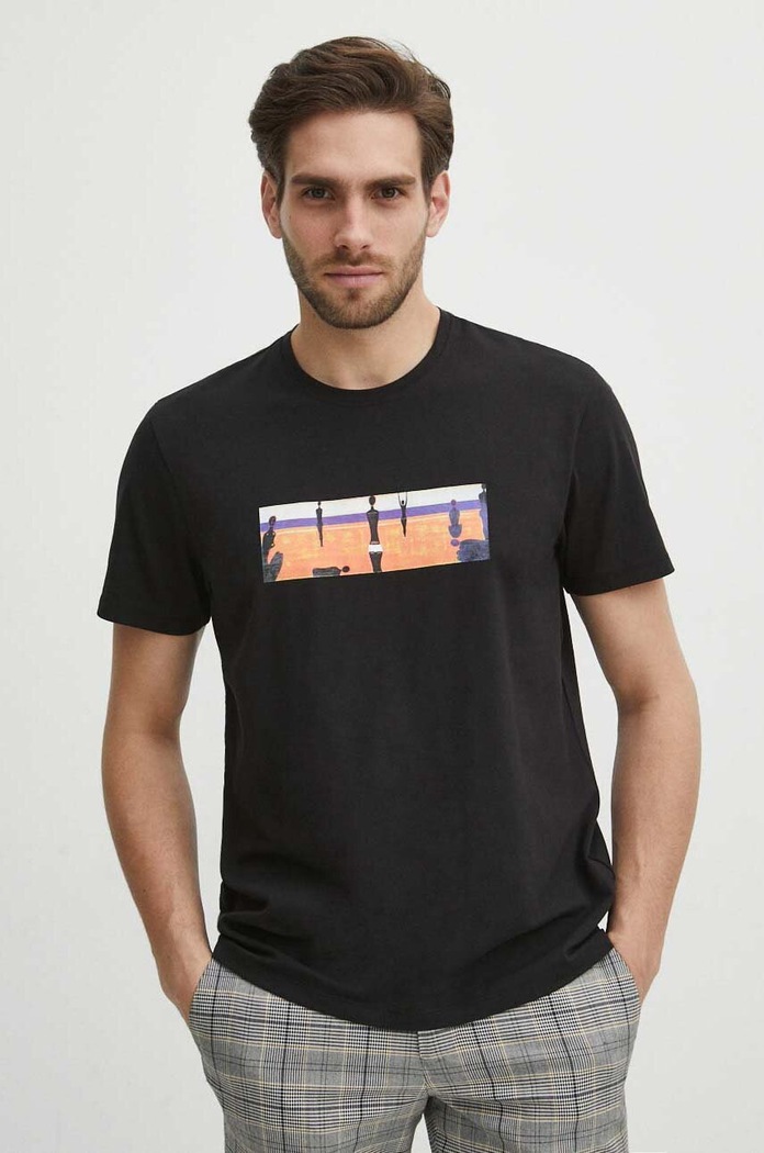 T-shirt bawełniany męski z kolekcji Jerzy Nowosielski x Medicine kolor czarny RS24.TSM673 czarny RS24