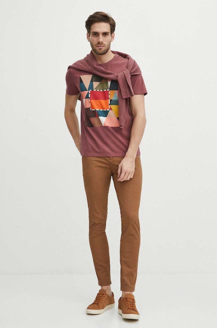 Odzież T-shirt bawełniany męski z kolekcji Jerzy Nowosielski x Medicine kolor fioletowy RS24.TSM675 fioletowy