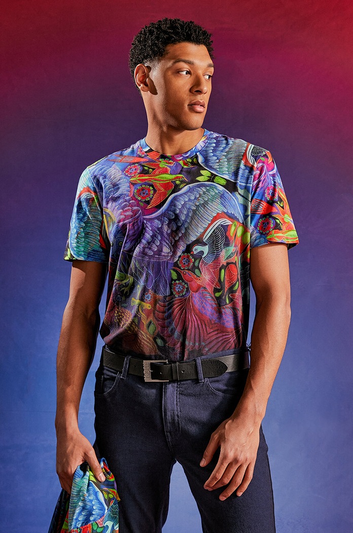 T-shirt bawełniany męski z kolekcji Jane Tattersfield x Medicine kolor multicolor wzorzyste multicolor RS24-TSM851