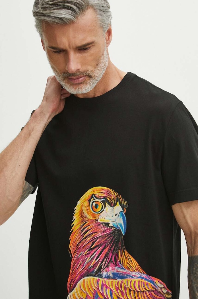 T-shirt bawełniany męski z kolekcji Jane Tattersfield x Medicine kolor czarny RS24-TSM852