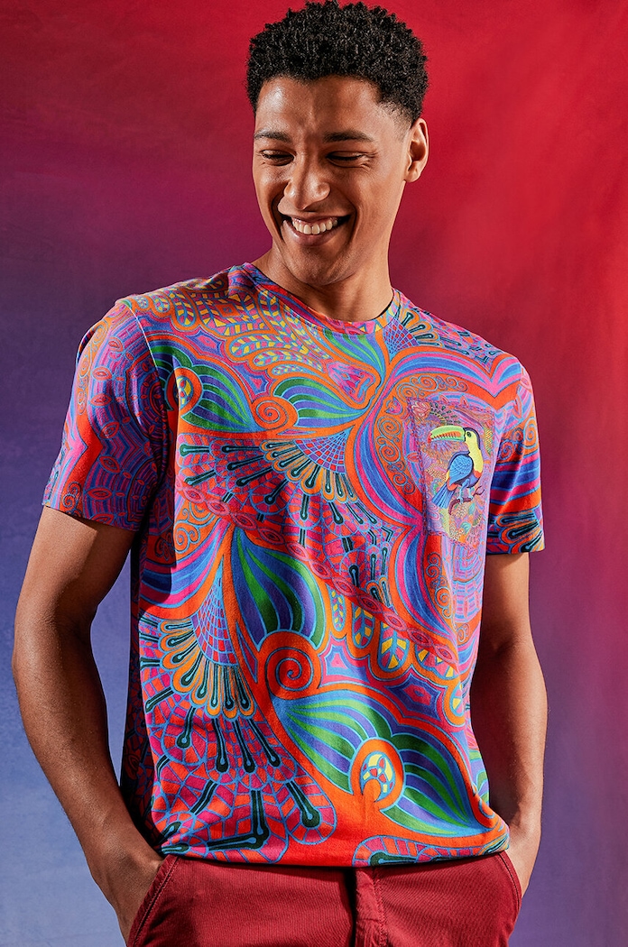 T-shirt męski z kolekcji Jane Tattersfield x Medicine kolor multicolor wzorzyste multicolor RS24.TSM858