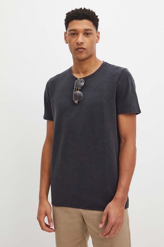 T-shirt bawełniany męski gładki kolor szary bawełna szary RS24.TSM920