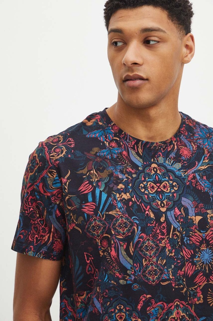 T-shirt bawełniany męski multicolor RS24-TSM930