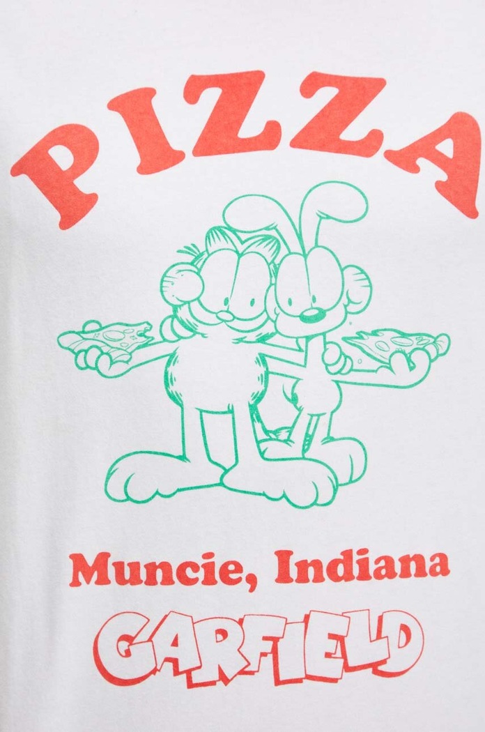 T-shirt bawełniany męski Garfield kolor biały RS24-TSM950 biały