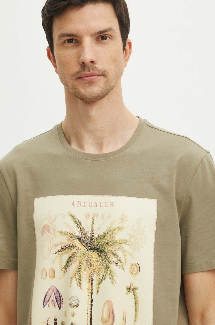 T-shirt bawełniany męski kolor zielony zielony RS24.TSMA16