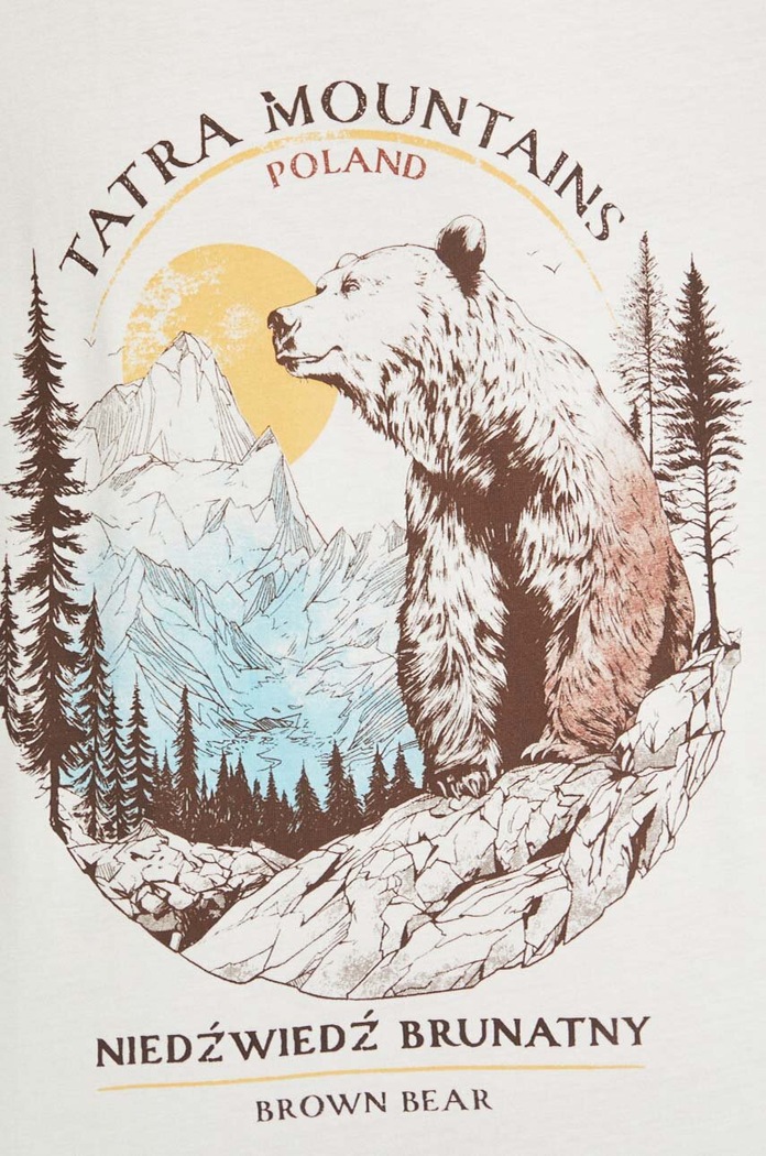 Bavlnené tričko pánske z kolekcie Tatra National Park x Medicine béžová farba RS24-TSMA53