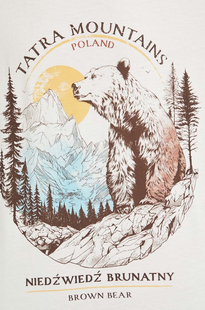 Bavlnené tričko pánske z kolekcie Tatra National Park x Medicine béžová farba RS24-TSMA53