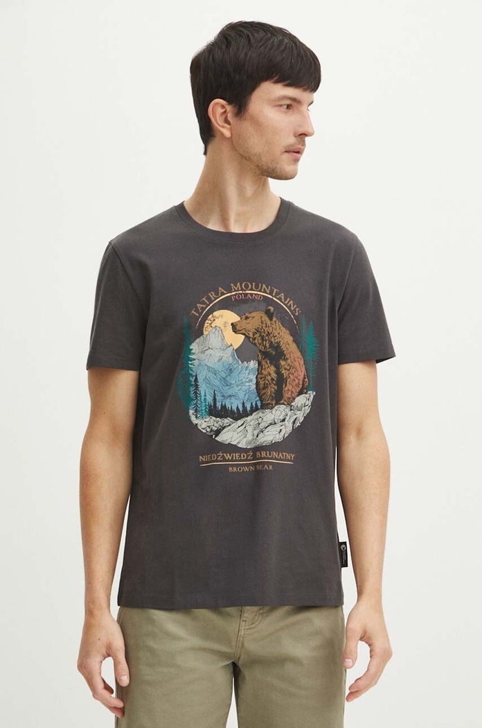 T-shirt bawełniany męski z kolekcji Tatrzański Park Narodowy x Medicine kolor szary RS24-TSMA53 szary RS24