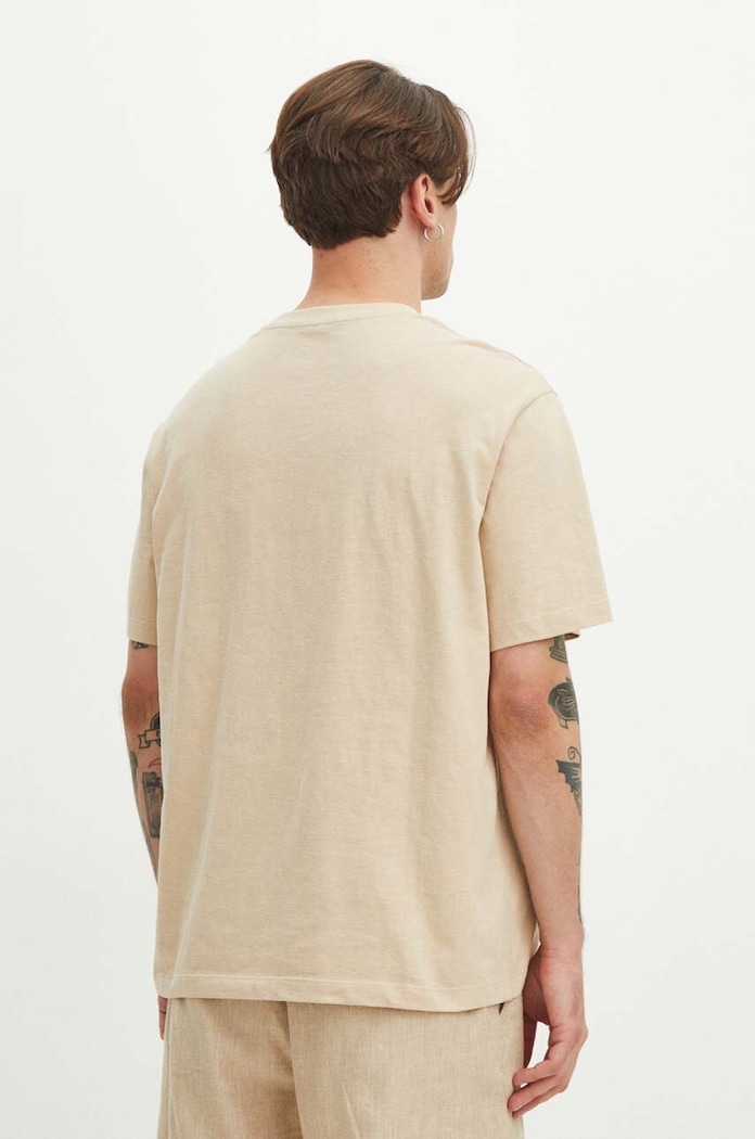 Odzież T-shirt bawełniany męski gładki kolor beżowy RS24-TSMB05 beżowy
