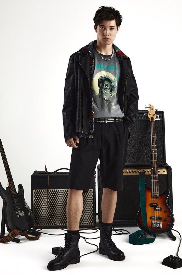 T-shirt bawełniany męski z nadrukiem Metallica kolor szary okrągły szary RS24.TSMB52