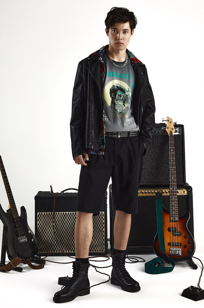 T-shirt bawełniany męski z nadrukiem Metallica kolor szary okrągły szary RS24.TSMB52