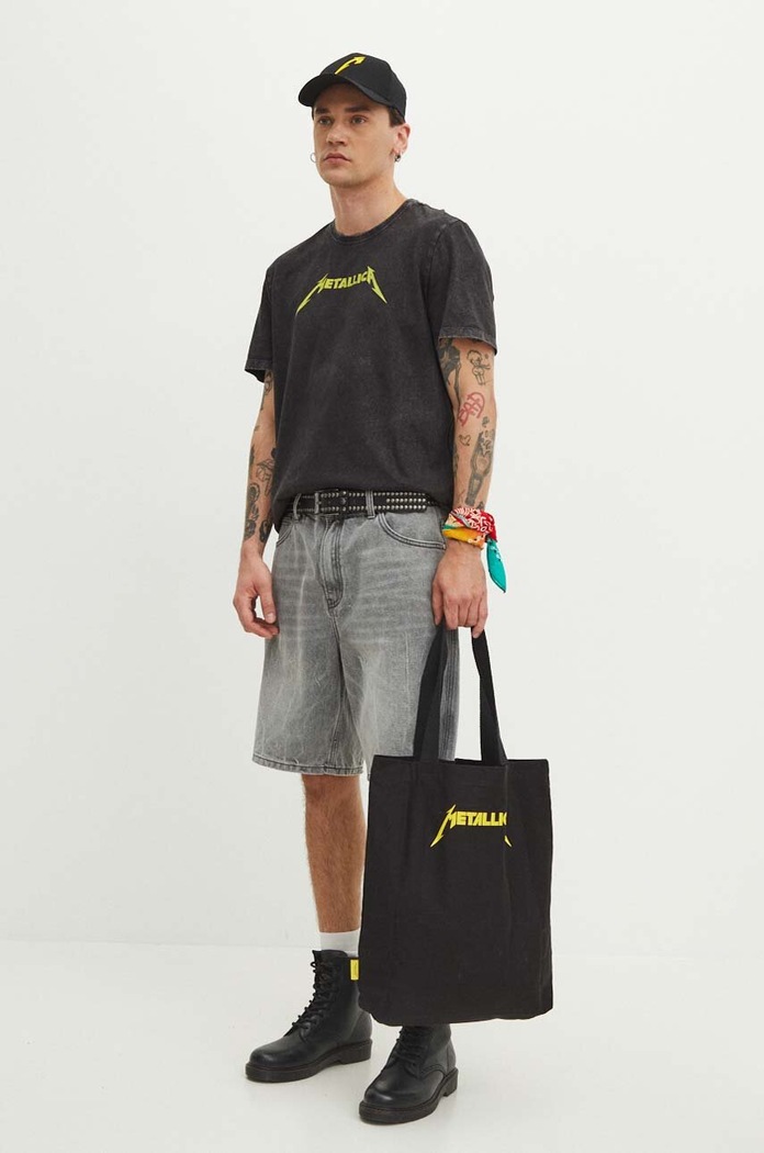 Odzież T-shirt bawełniany męski z nadrukiem Metallica kolor czarny RS24-TSMB53 czarny