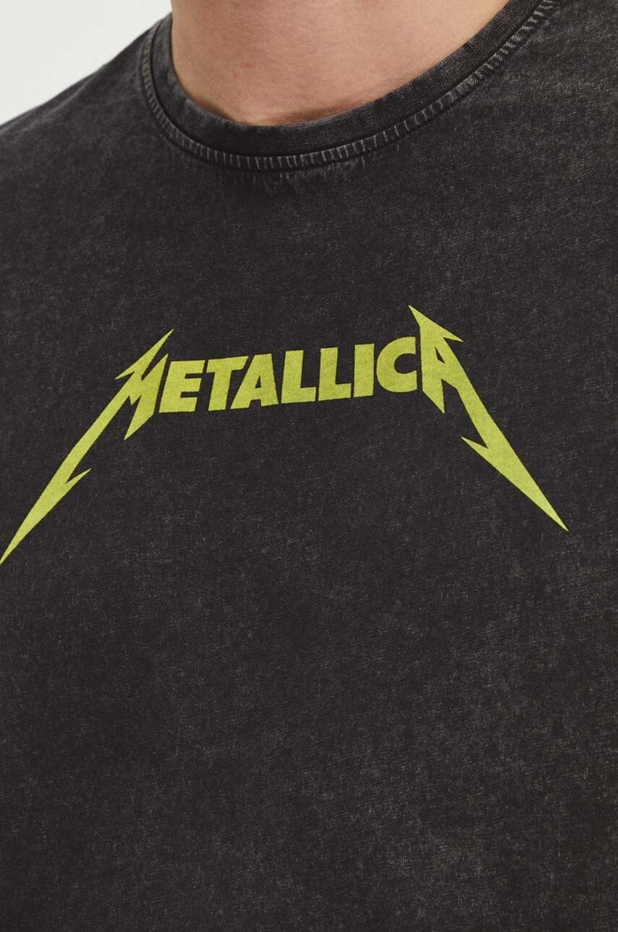 T-shirt bawełniany męski z nadrukiem Metallica kolor czarny RS24-TSMB53