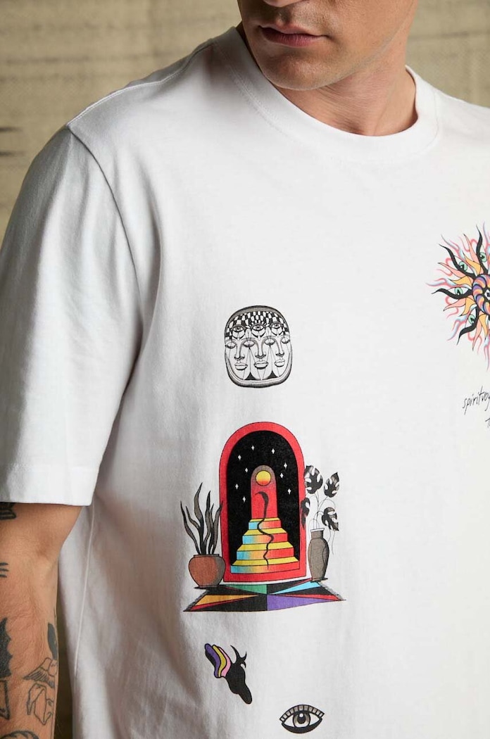 T-shirt bawełniany męski z nadrukiem Tattoo Art by Oliwia Zaciera - Spirit Voyager kolor biały RS24-TSMC50 biały