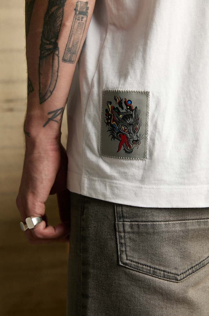 T-shirt bawełniany męski z nadrukiem Tattoo Art by Oliwia Zaciera - Spirit Voyager kolor biały RS24-TSMC50