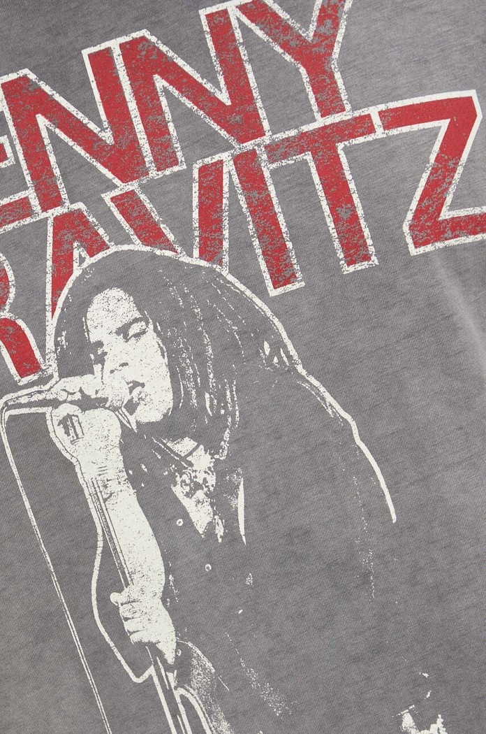 T-shirt bawełniany męski Lenny Kravitz kolor szary RS24-TSMC70 szary