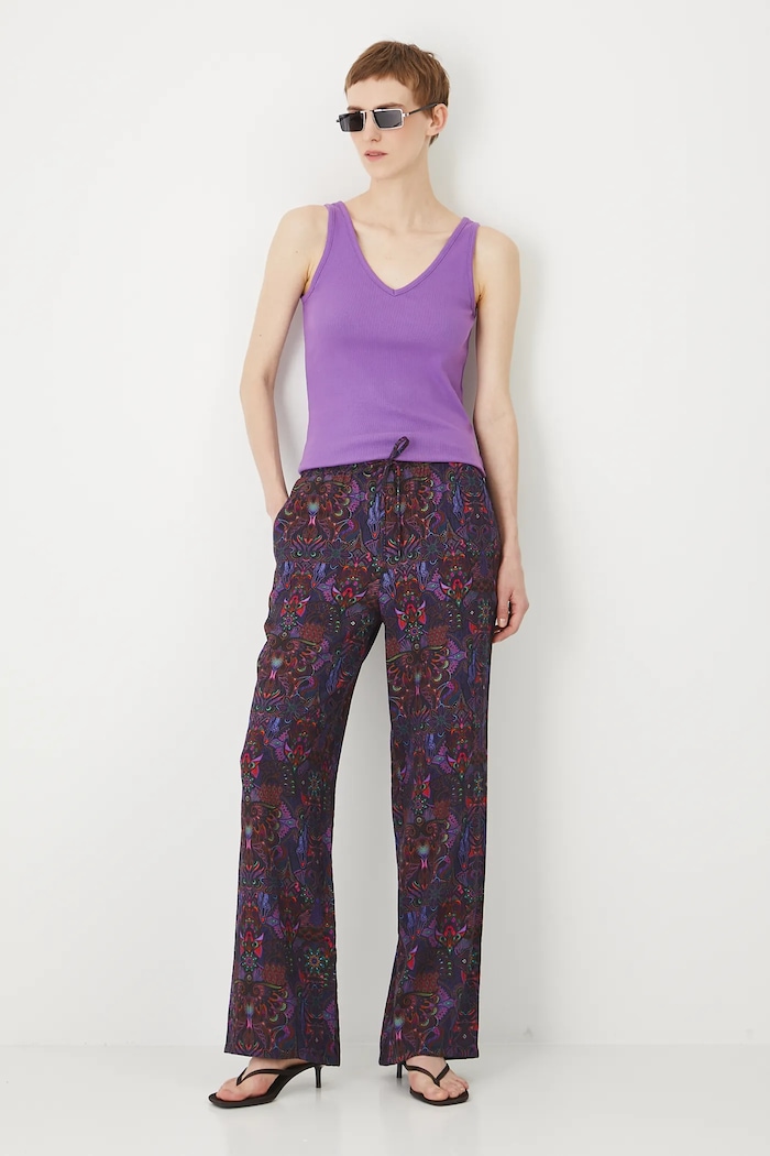 Top bawełniany damski prążkowany RS24-TTD0A0 fioletowy RS24