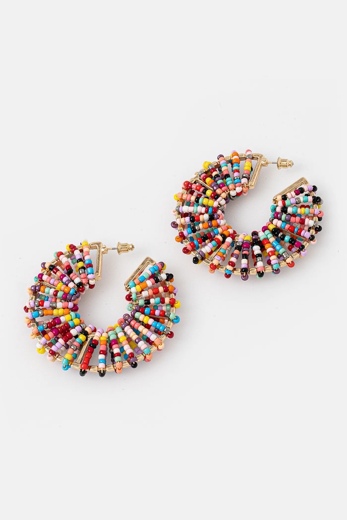 Kolczyki damskie z koralikami kolor multicolor multicolor RS25.AUD901