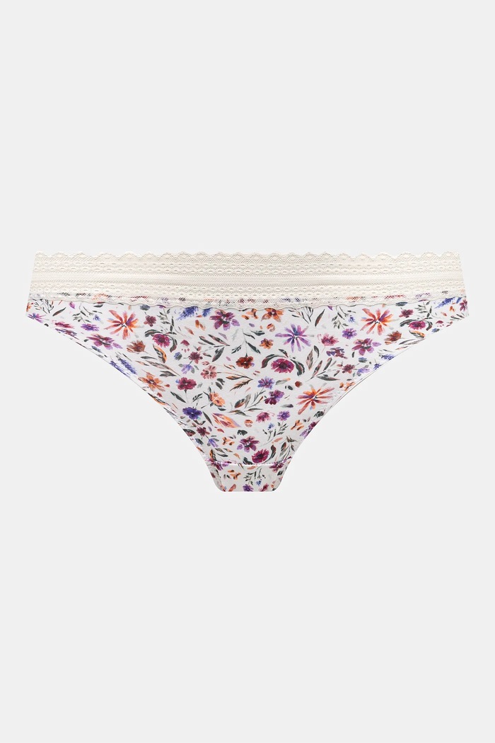 Figi bawełniane damskie briefs z elastanem w kwiaty (3-pack) kolor multicolor multicolor RS25-BID303